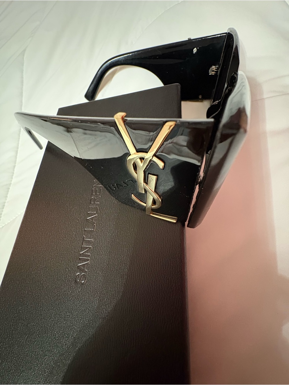 Yves Saint Laurent Black Logo Square Sunglasses